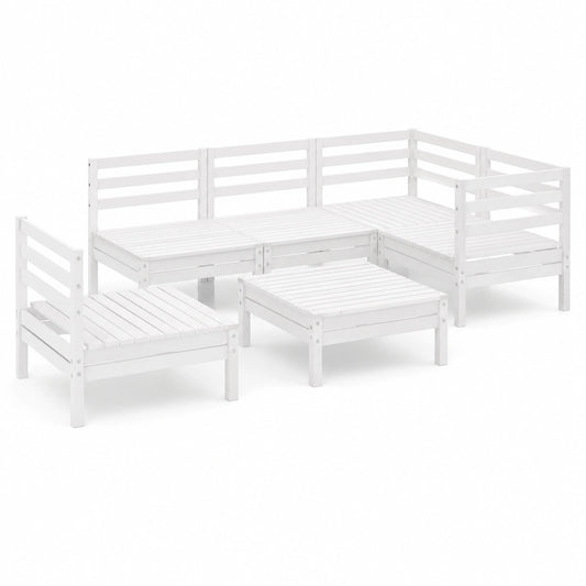 Conjunto de Muebles de Jardín de Madera de Pino Blanco, 6 Piezas