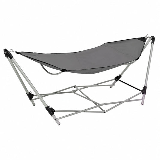 Hamaca Gris para Jardín con Soporte Plegable