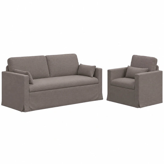 Conjunto de Sofás Modular Taupé de Tela Ergonómica y Duradera