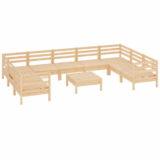 Conjunto de Muebles de Jardín de 10 Piezas de Madera de Pino para Terraza