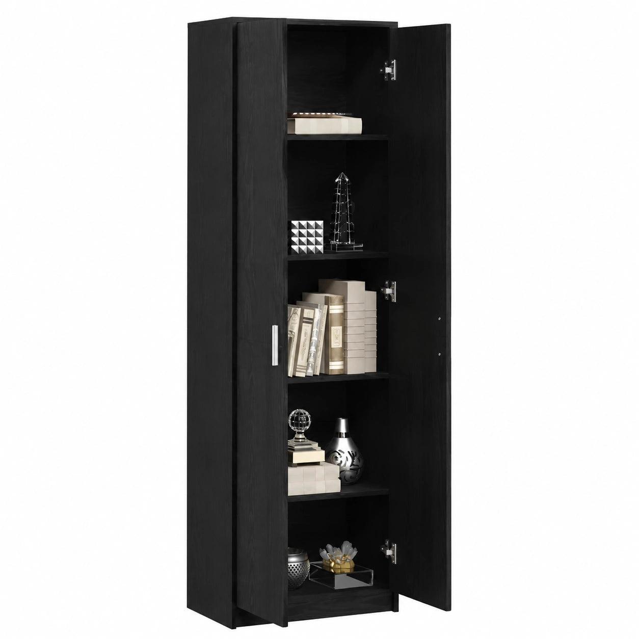 Armario Grande de Roble Negro con Diseño Moderno para Almacenamiento en Dormitorio y Sala