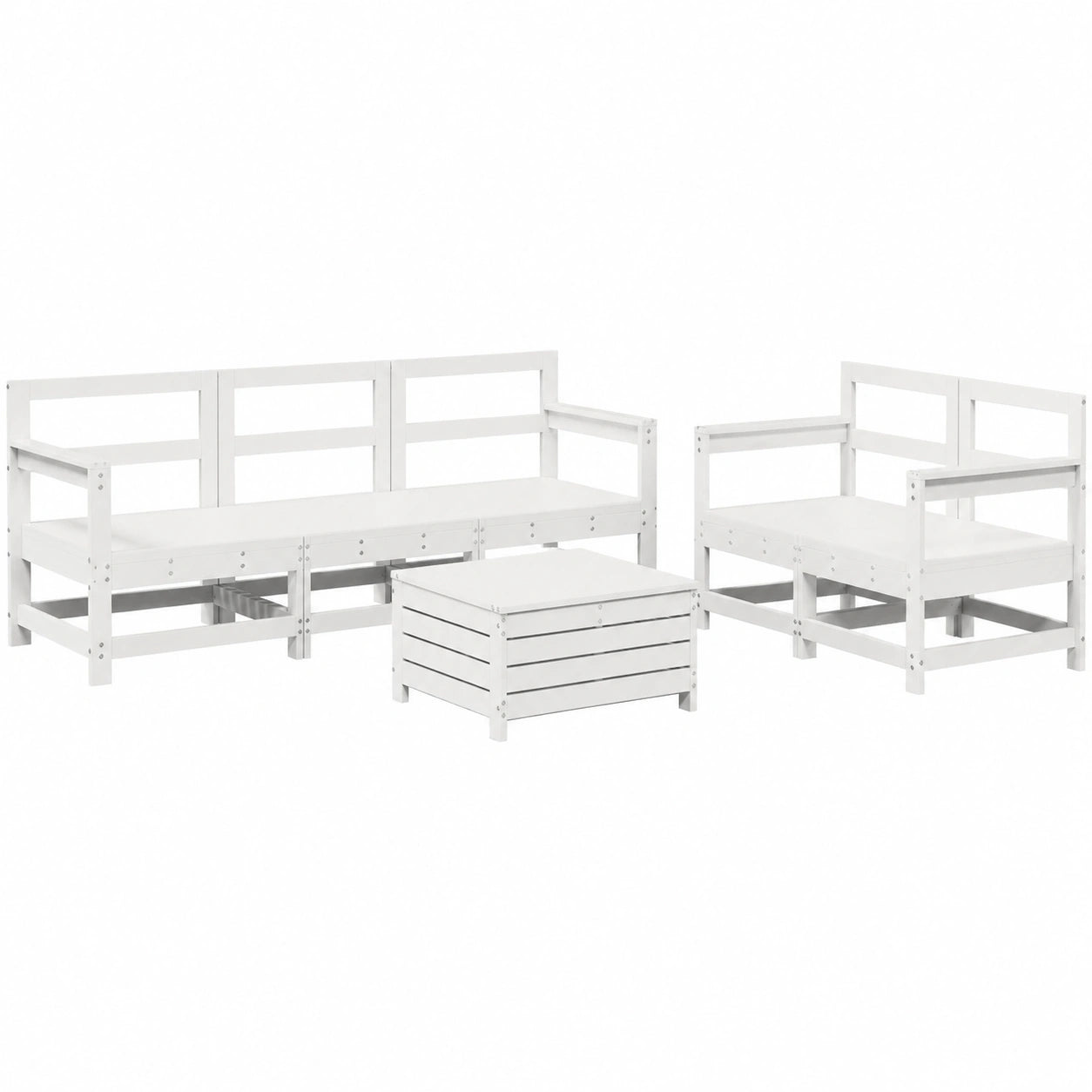 Conjunto de Sofás de Jardín Modular de Madera de Pino Blanco 6 Piezas