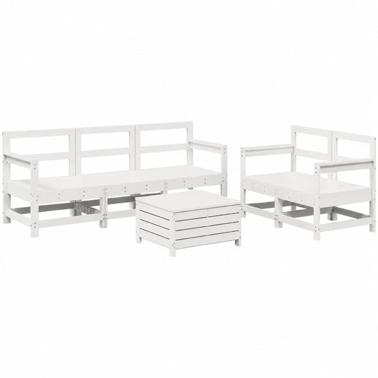 Conjunto de Sofás de Jardín Modular de Madera de Pino Blanco 6 Piezas