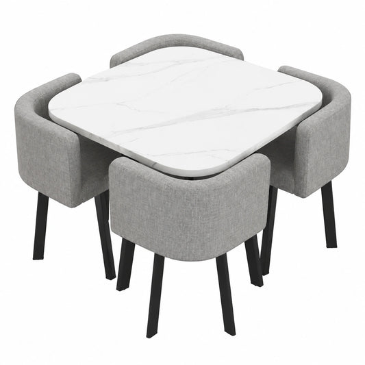 Set de Mesa y Sillas de Comedor Modernas de Madera para Sala de Estar
