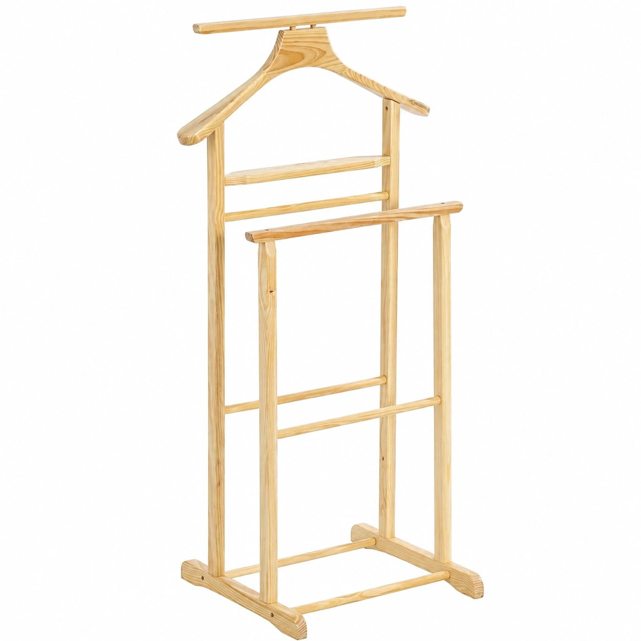 HAKU Perchero Galán de Noche, Madera Maciza Natural, 47x102x36 cm, Estilo Tradicional
