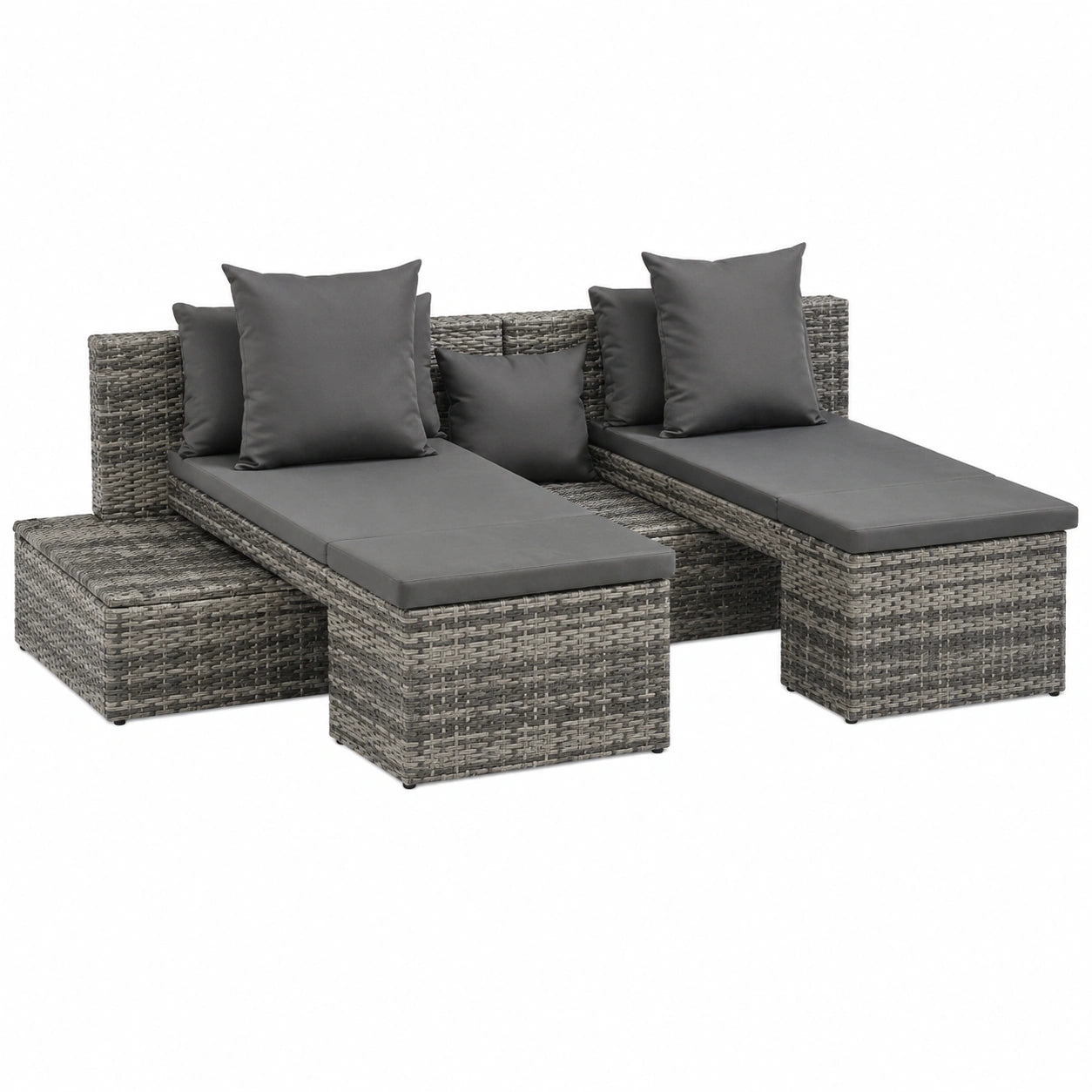 Conjunto de Sofás de Jardín con Cojines, 4 Piezas, Poliratán Gris, Diseño Moderno