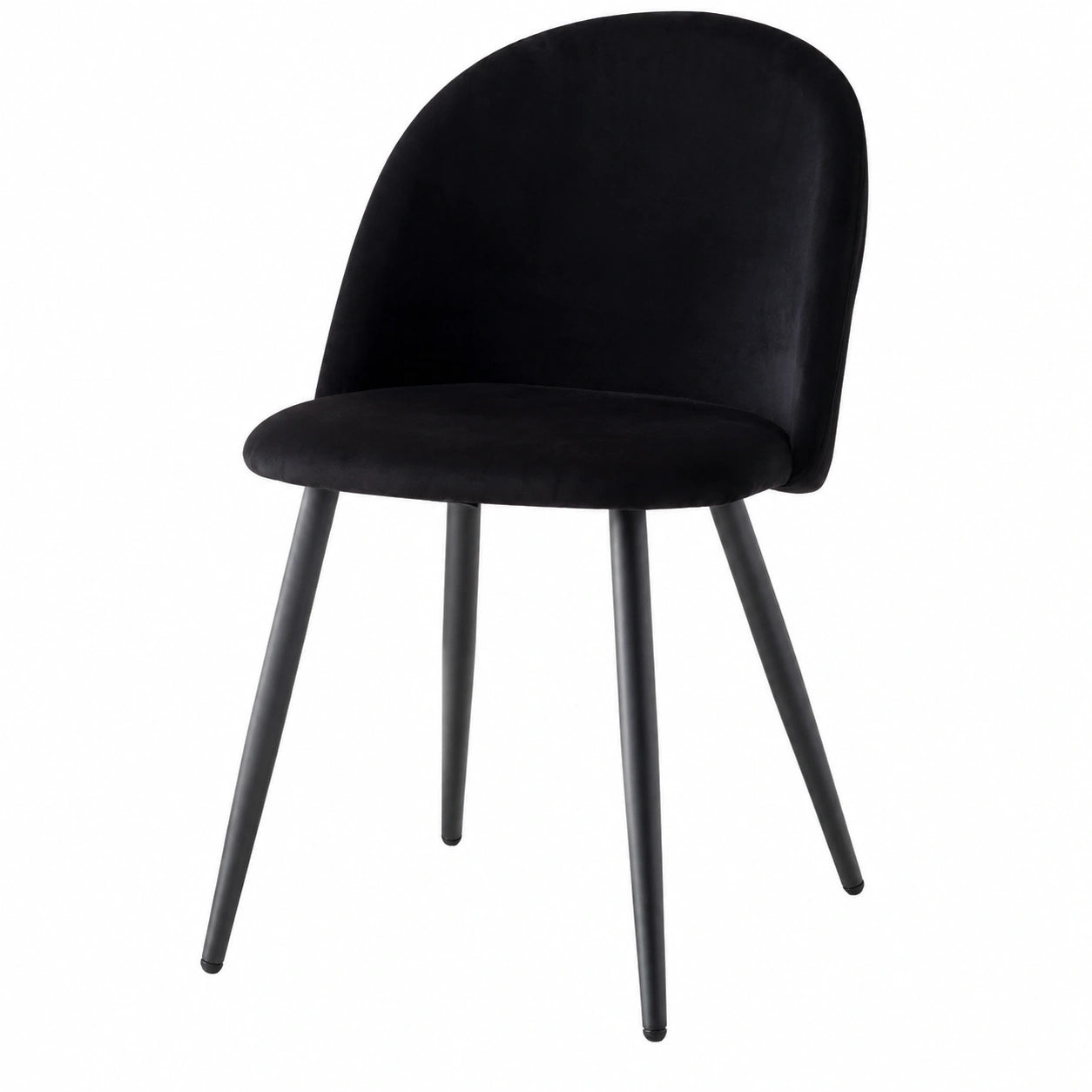 Set de 2 Sillas de Comedor de Terciopelo Negro con Cojín Cómodo, Para Cocina y Sala de Estar