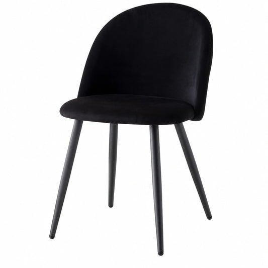 Set de 2 Sillas de Comedor de Terciopelo Negro con Cojín Cómodo, Para Cocina y Sala de Estar